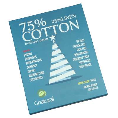 85gsm,75% Cotton 25% Linen Paper,210*297mm A4 size,Waterproof,Starch-free,invisible fiber,white color,500 sheets